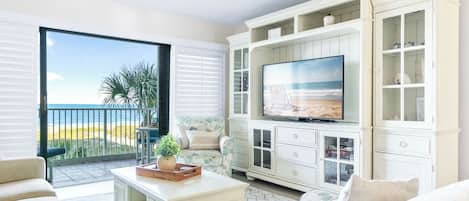 Direct Oceanfront Two-Bedroom Condo - Unit 308 | Living area | Flat-screen TV