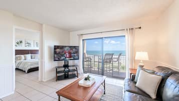 Condo, 2 Bedrooms, Oceanfront | Living area | Flat-screen TV