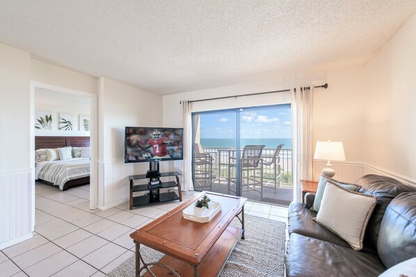 Condo, 2 Bedrooms, Oceanfront | Living area | Flat-screen TV