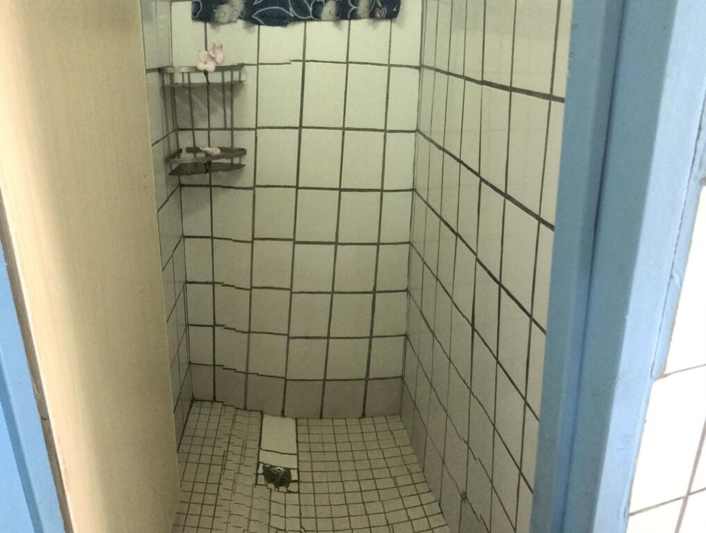 shower, hydromassage showerhead, towels