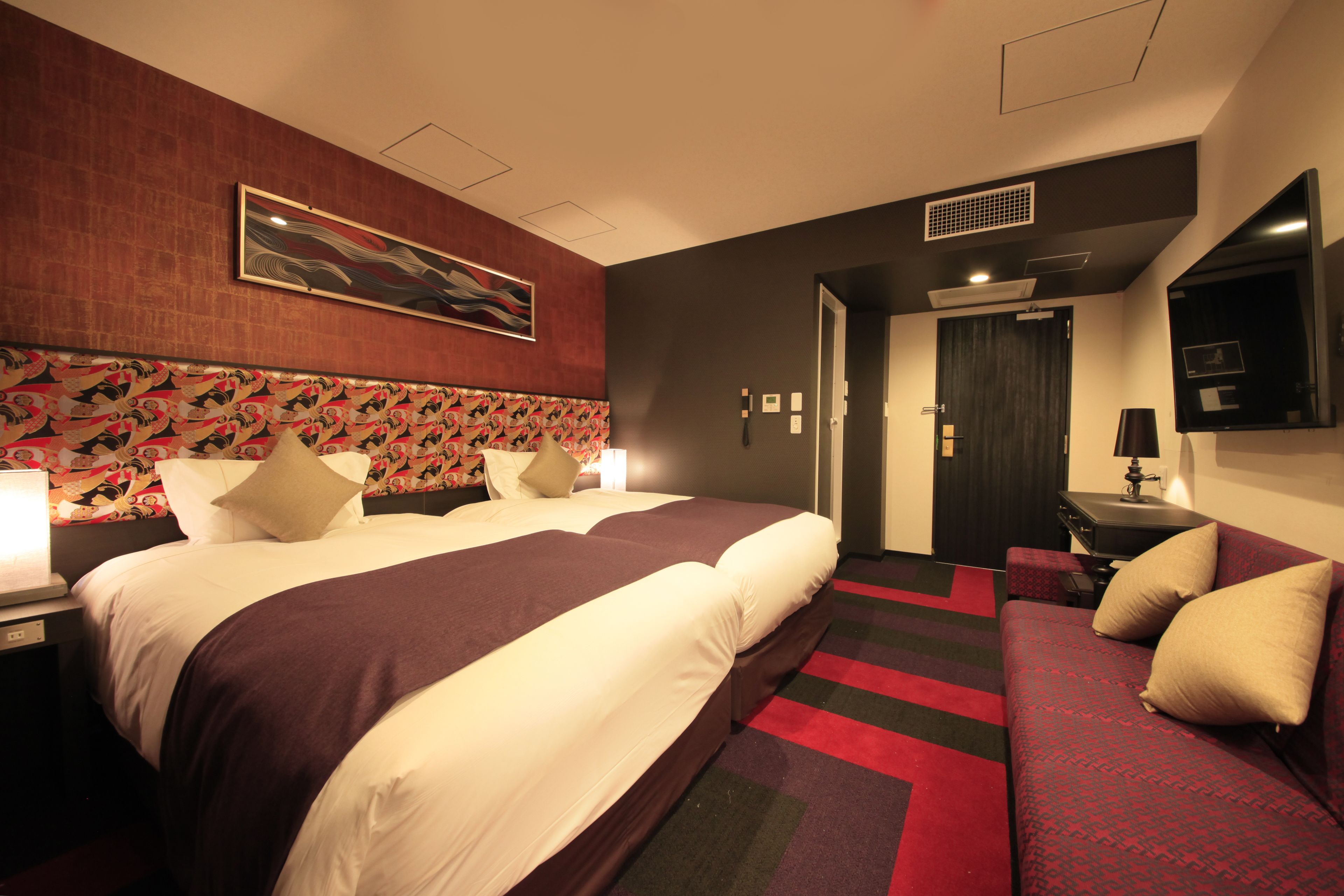 open air bath comfort twin room (2 semi-double bed) non smoking | 1 bedroom, desk, iron/ironing board, free wifi