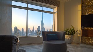 Panoramic Apartment, 2 Bedrooms, Balcony, Lake View | Living area - Boutique Living - Burj Views Downtown Dubai (Dubai)