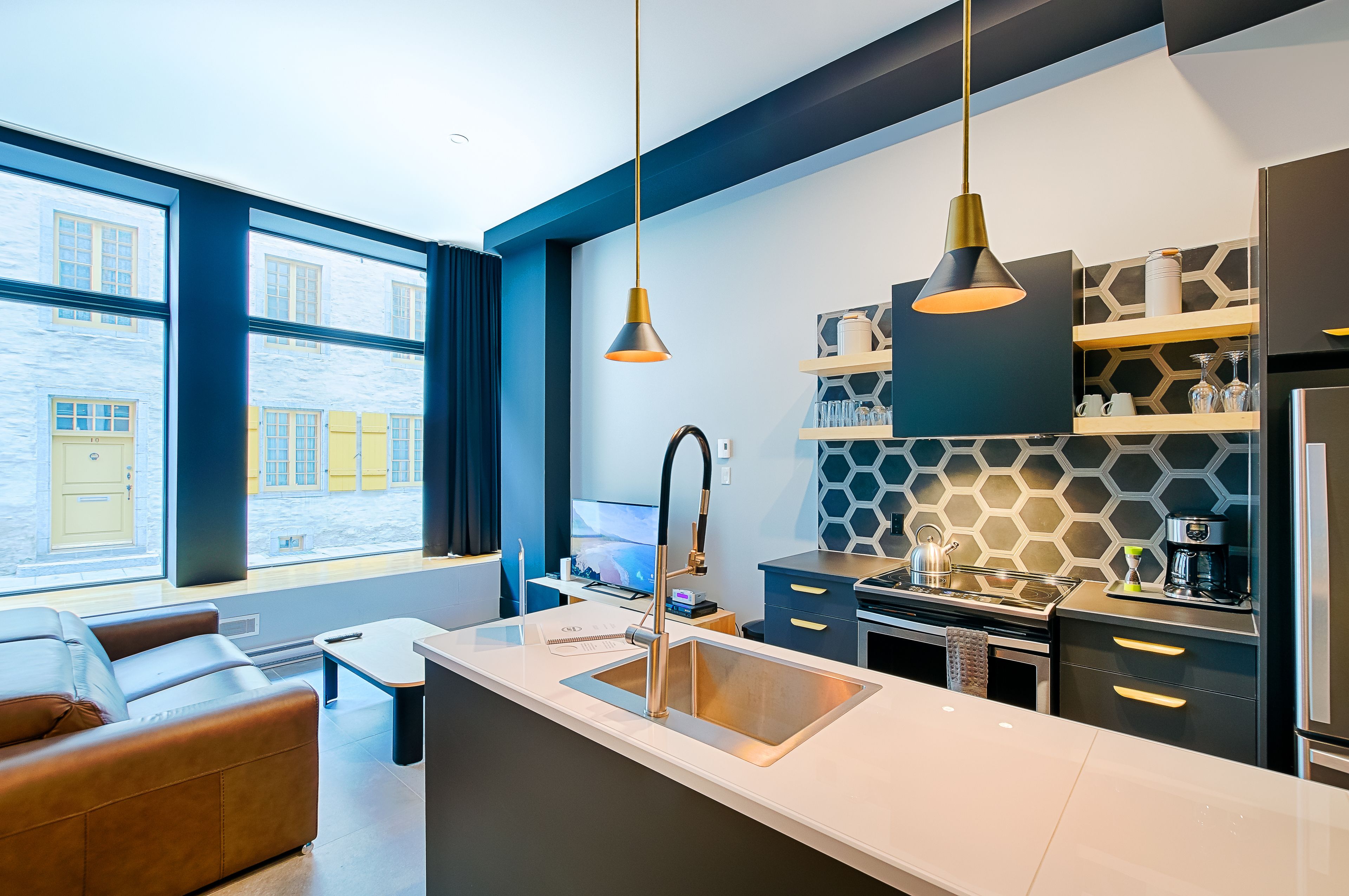 Luxury Apartment, 1 Bedroom with Sofa bed (Accessible by stairs only) | Private kitchen | Full-sized fridge, microwave, oven, stovetop