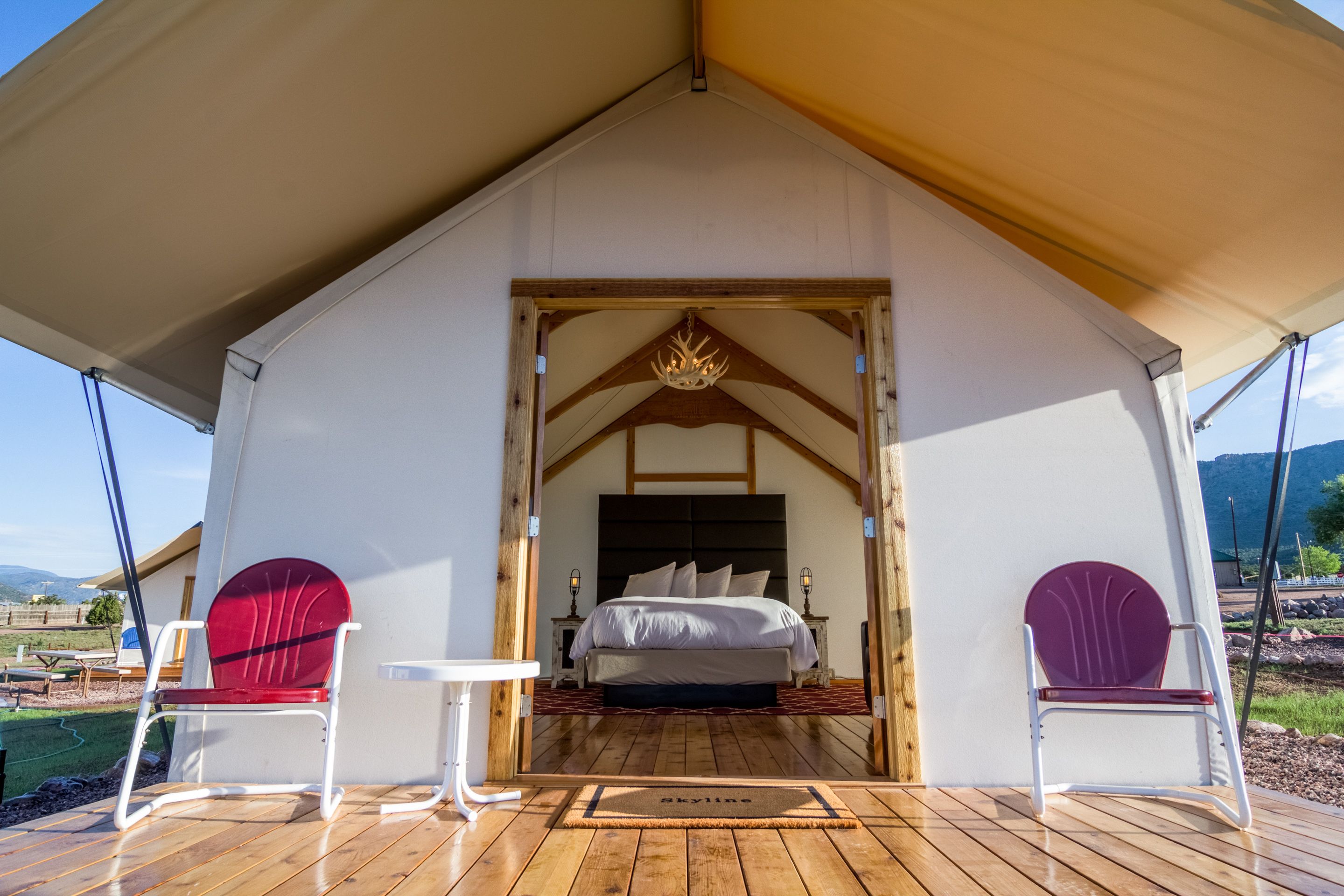 Comfort Tent, 1 Queen Bed, Patio, Mountain View | Terrace/patio