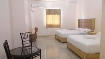 Desk, free WiFi, bed sheets