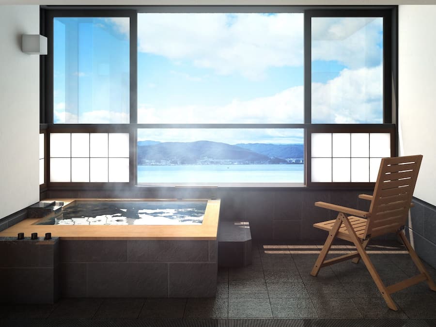 Banheira e chuveiro separados, banheira de imersão