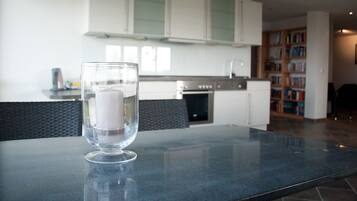 Apartment, 2 Bathrooms | Private kitchen | Fridge, coffee/tea maker, electric kettle, toaster