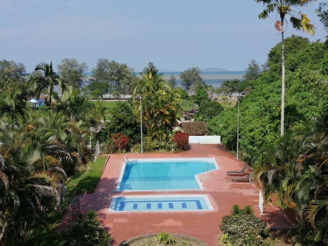 Outdoor pool, pool loungers