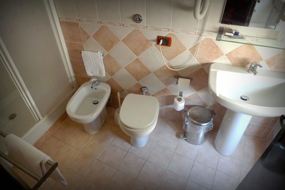 basic single room | bathroom | shower, free toiletries, hair dryer, bidet