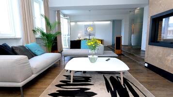 107-cm flat-screen TV with cable channels, TV