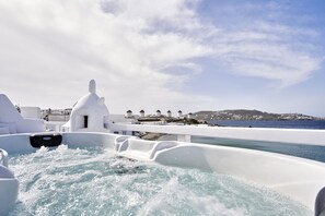 Junior Suite, Sea View (Outdoor Jetted Tub) | Terrace/patio - Little Venice Suites (Mykonos)