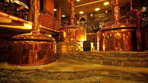A distillery with copper stills and stone steps. - ALLVITALIS Traumhotel (Karlsruhe)