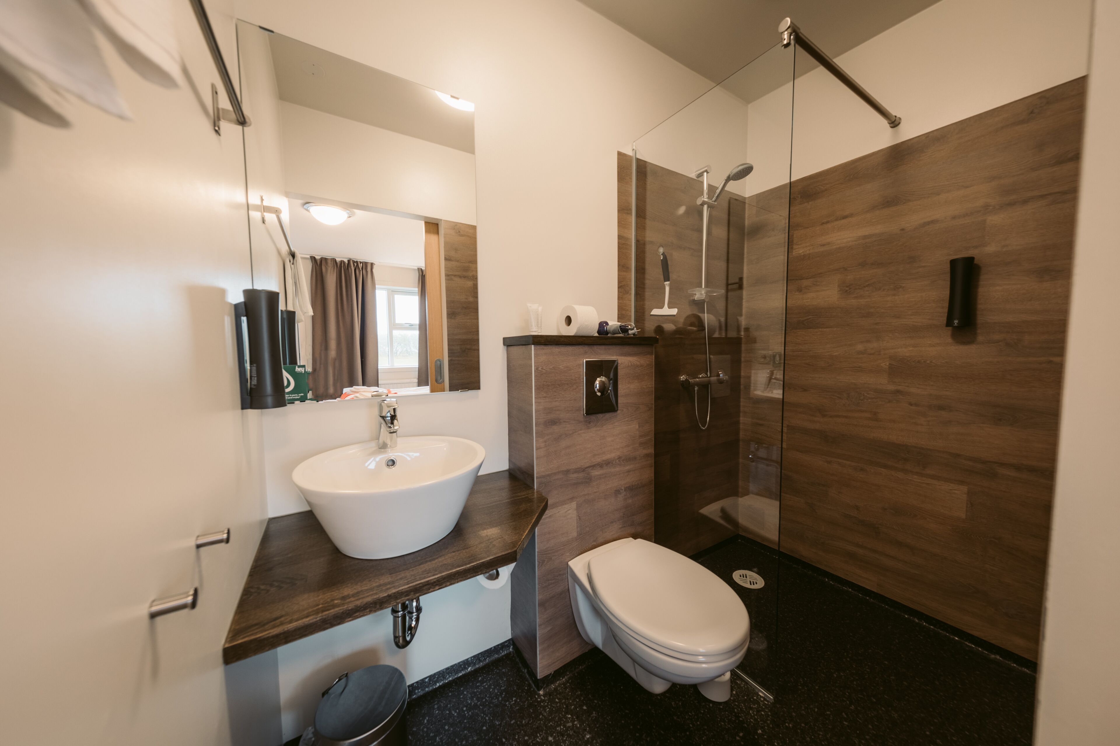 standard room | bathroom | shower, free toiletries, hair dryer, towels