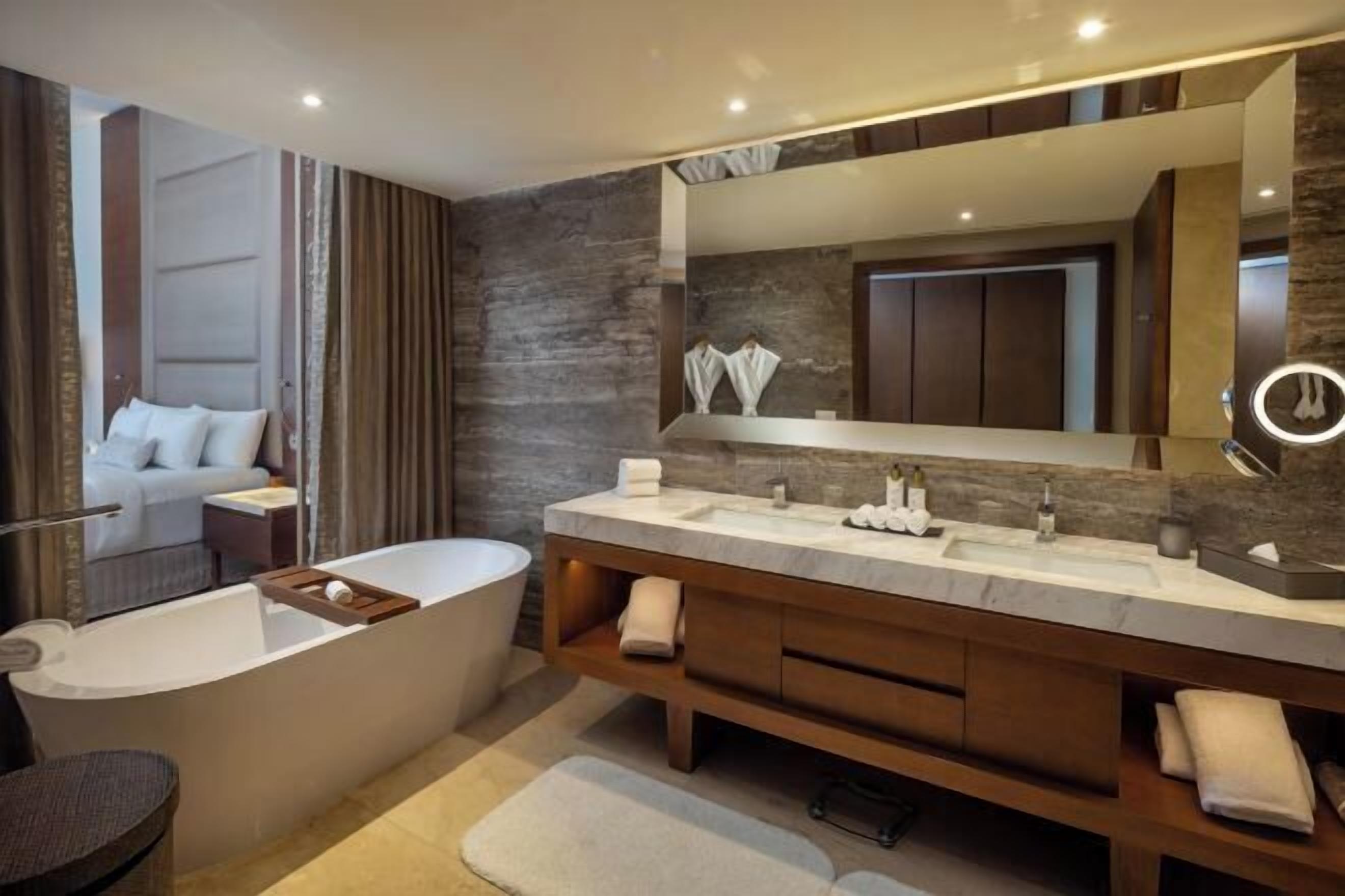 Bathroom | Separate bathtub and shower, designer toiletries, hair dryer, bathrobes