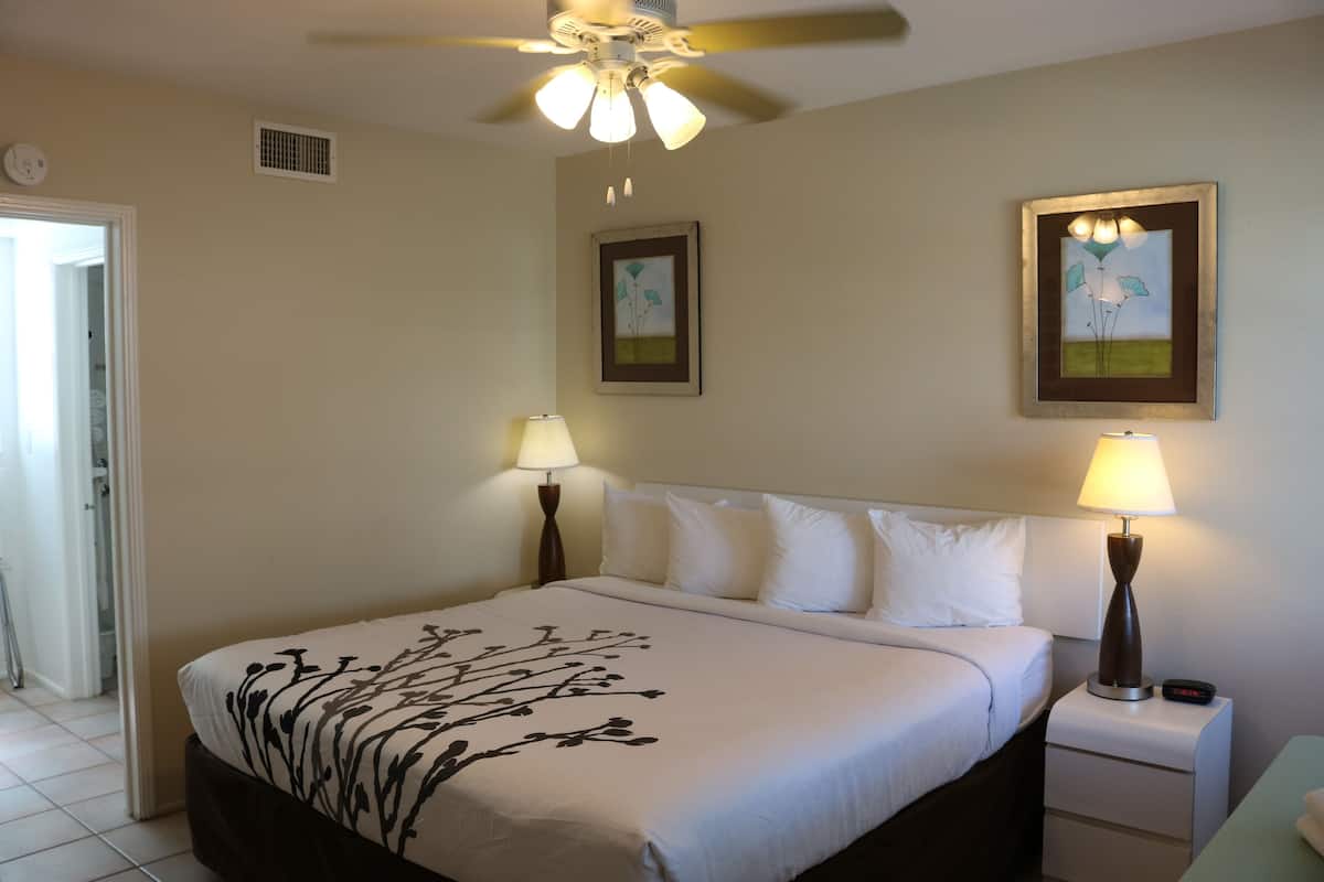 Room, 1 King Bed, Kitchen, Courtyard View (1st Floor) | Down duvets, in-room safe, iron/ironing board, free WiFi