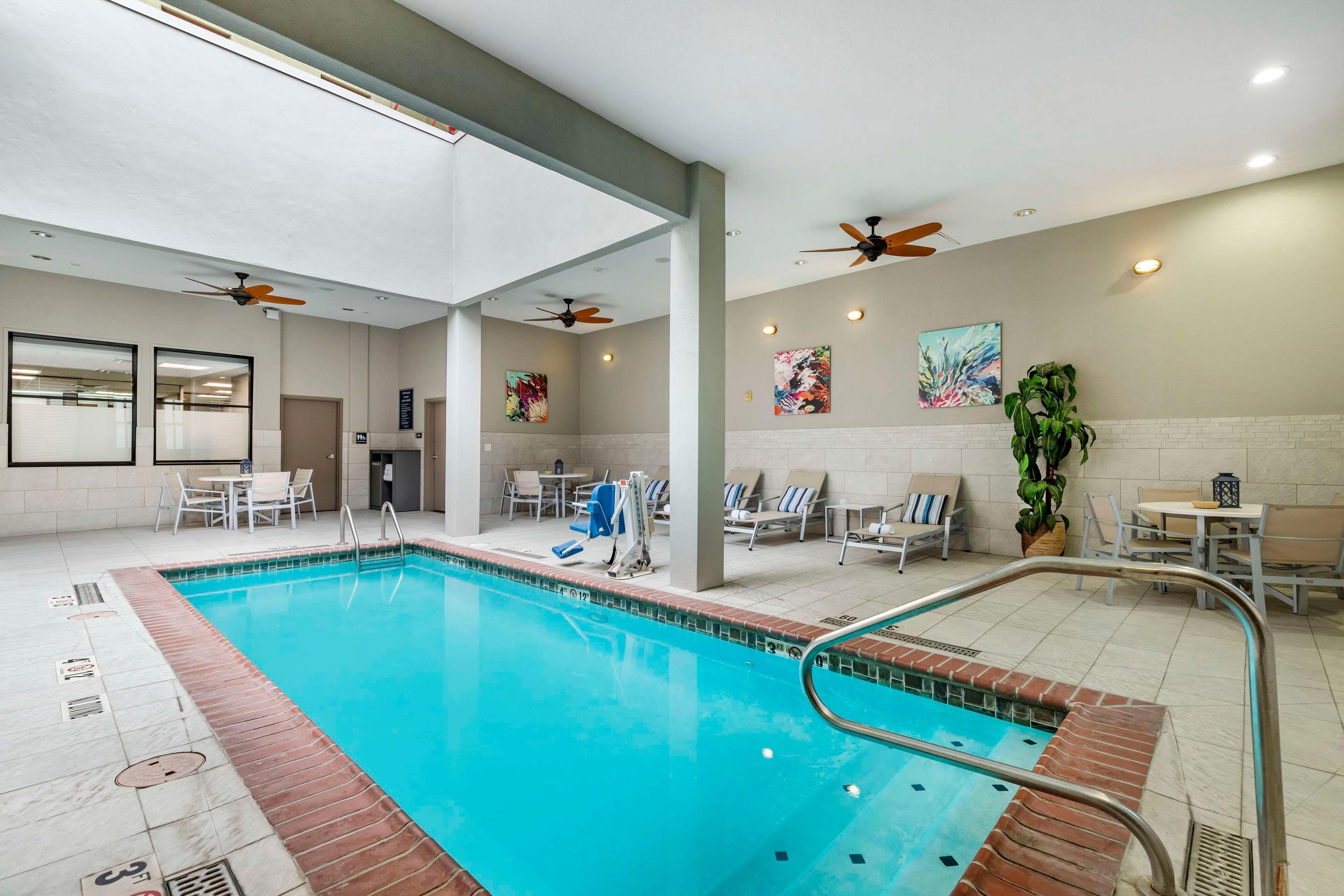 Indoor pool, outdoor pool, pool loungers