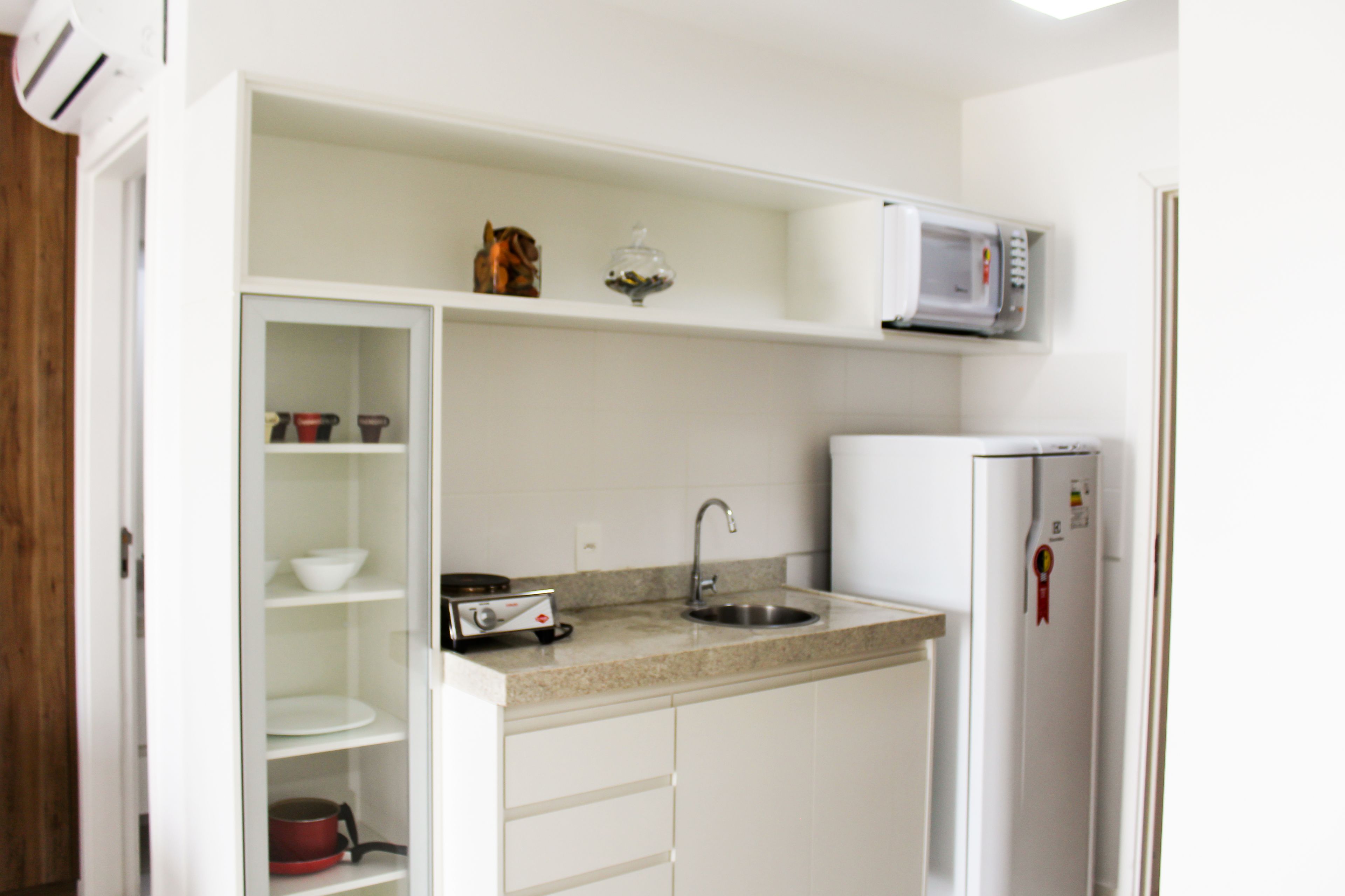 fridge, microwave, espresso maker, coffee/tea maker