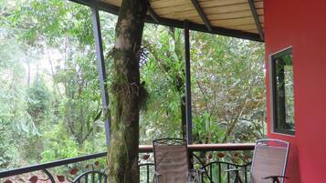 Habitación romántica, cocineta, vista al jardín | Terraza o patio