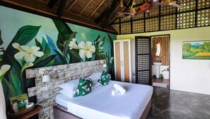 Suite Cottage (Rice Paddy View) | Premium bedding, individually decorated, desk, free WiFi - Fox & The Firefly Cottages (Loboc)