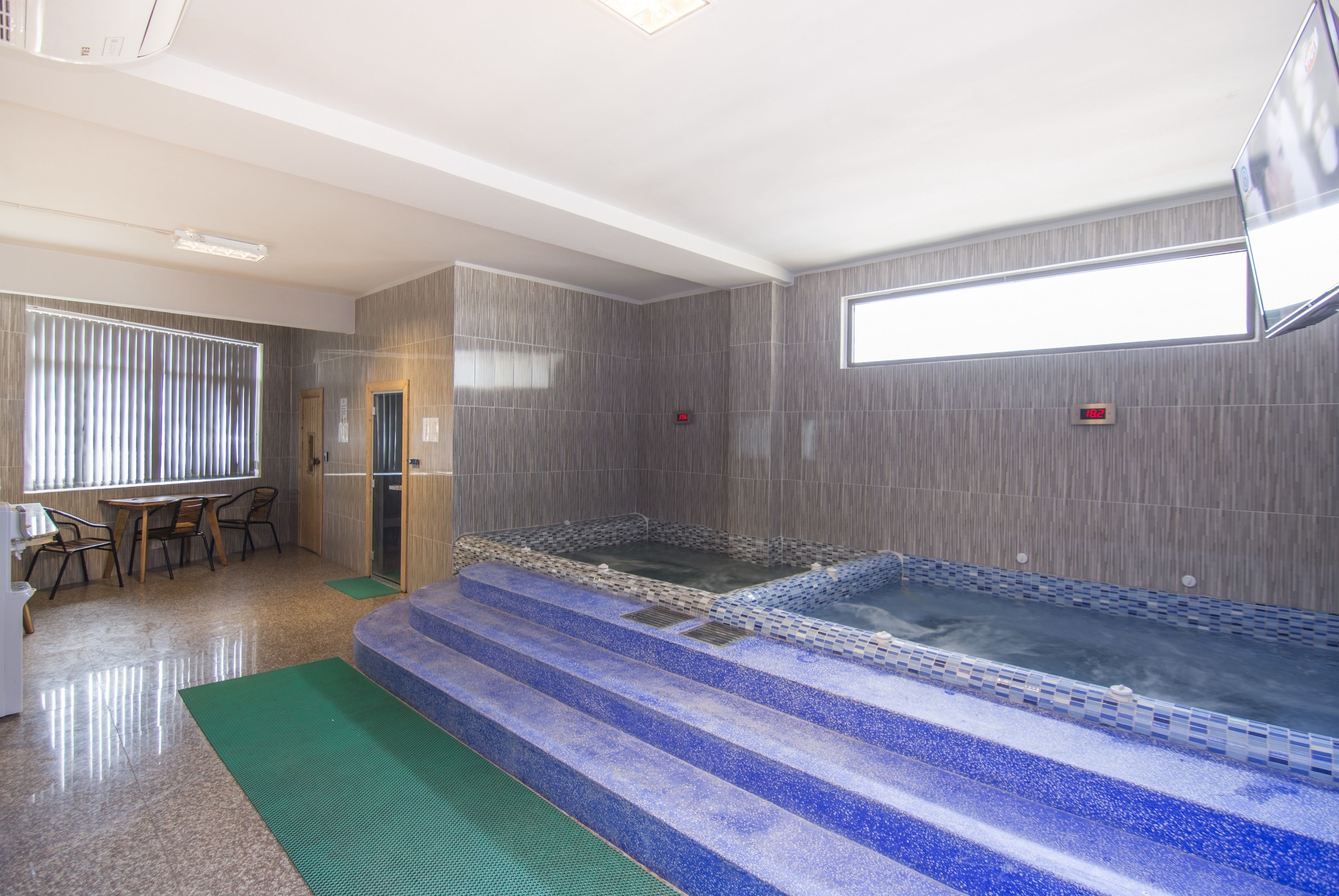 indoor pool, outdoor pool, open 6:00 am to 9:00 pm, pool umbrellas