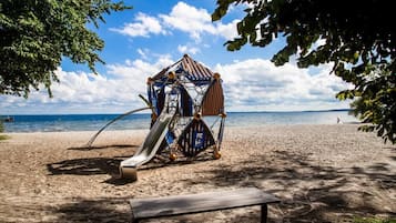 On the beach, snorkeling, beach volleyball, motor boating