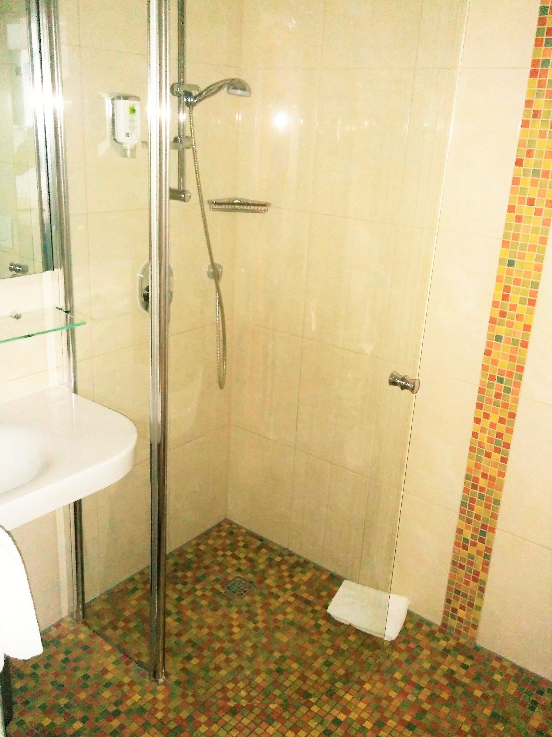standard double room | bathroom | shower, free toiletries, hair dryer, towels