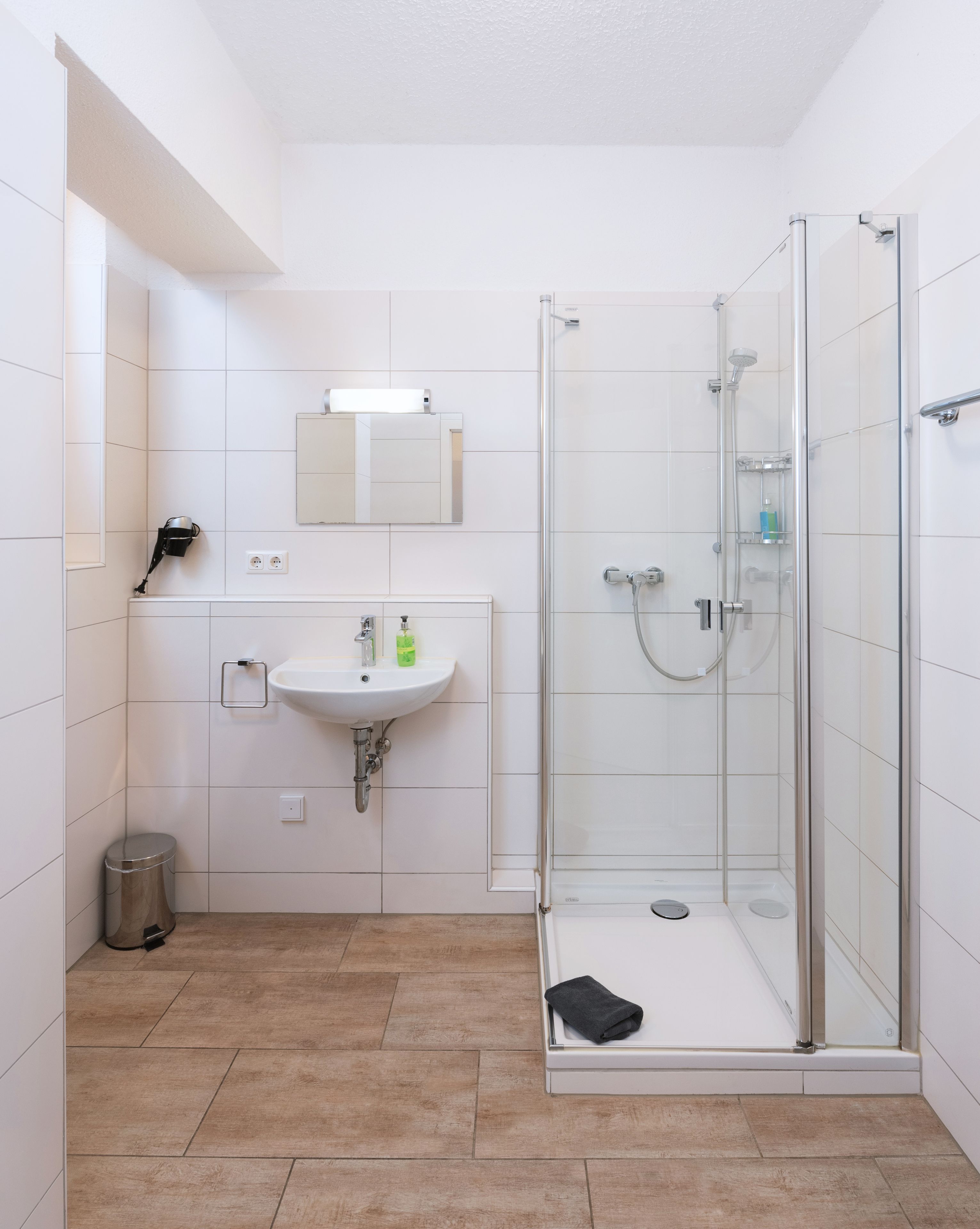 classic triple room | bathroom | shower, hair dryer, towels, soap