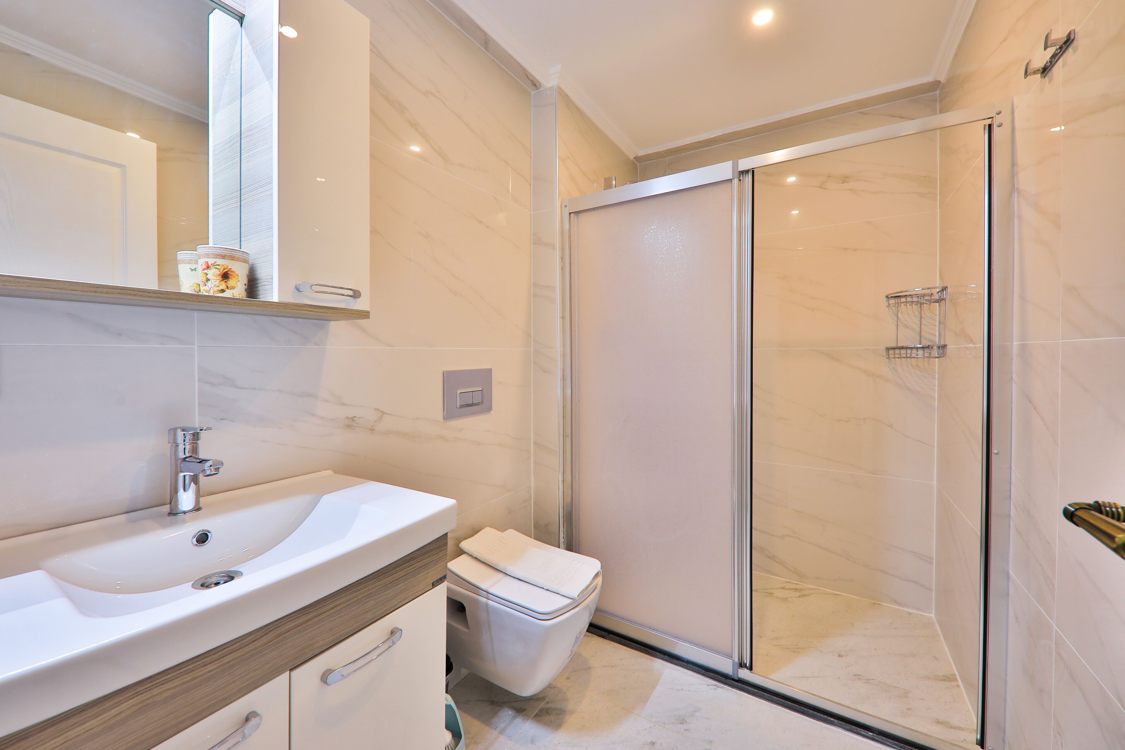 superior triple room | bathroom | shower, free toiletries, hair dryer, slippers