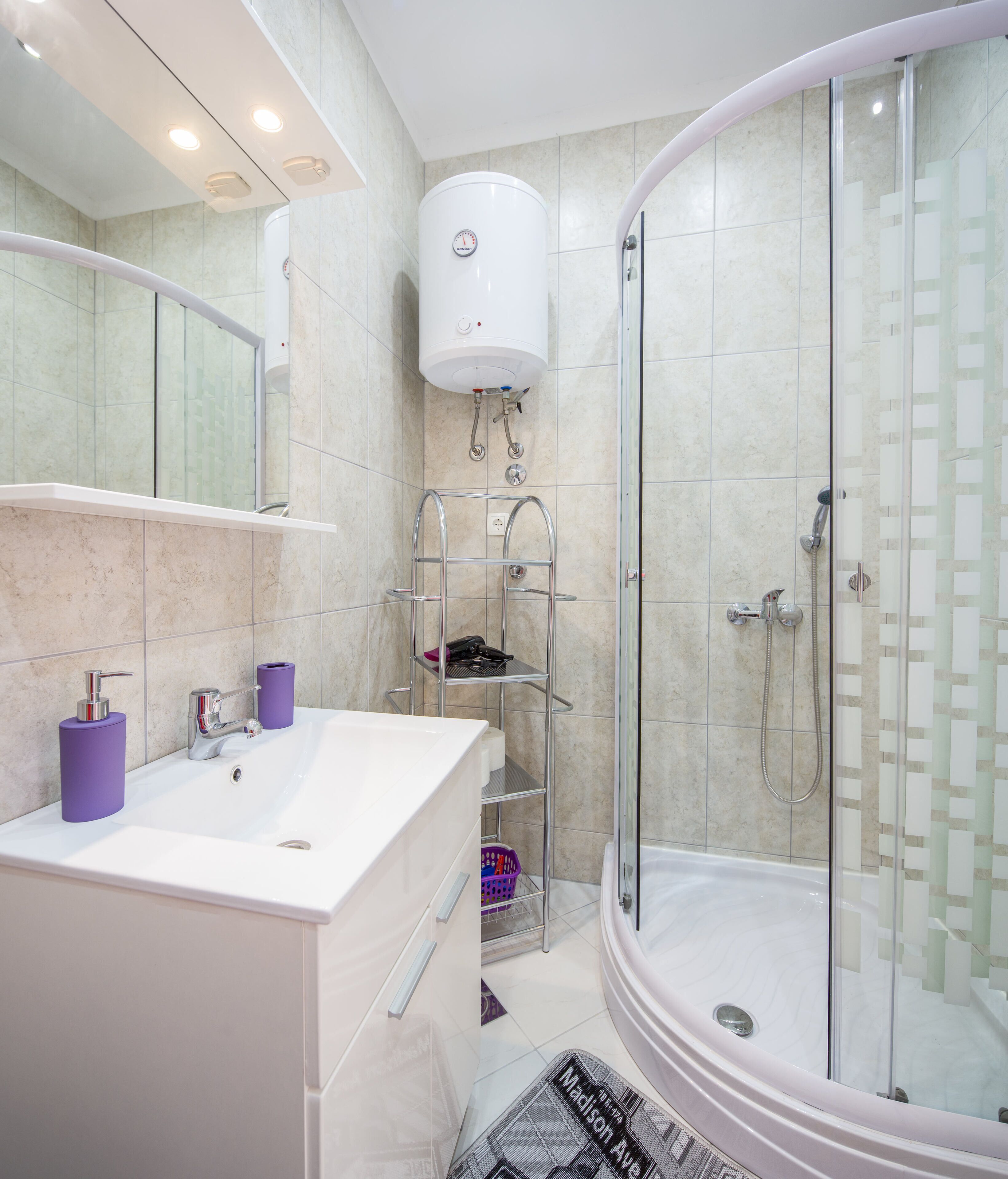 family apartment, 3 bedrooms, terrace, poolside | bathroom | shower, free toiletries, hair dryer, towels