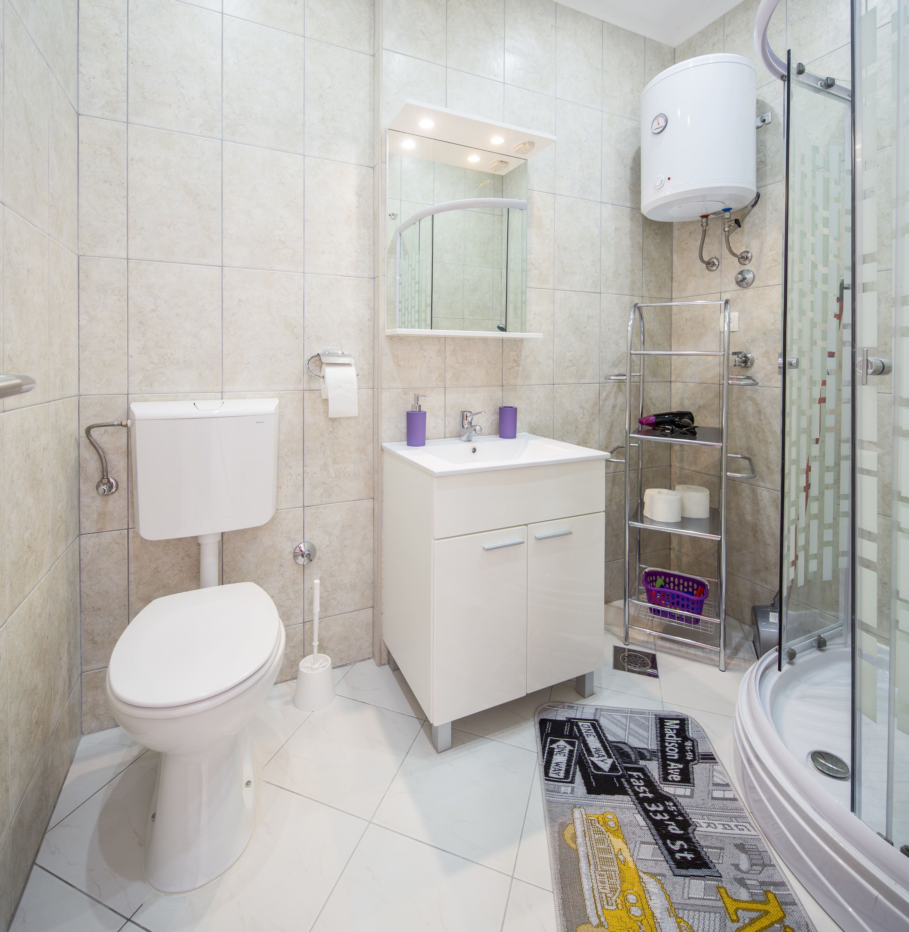 family apartment, 3 bedrooms, terrace, poolside | bathroom | shower, free toiletries, hair dryer, towels