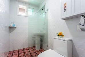 Shower, free toiletries, hair dryer, soap