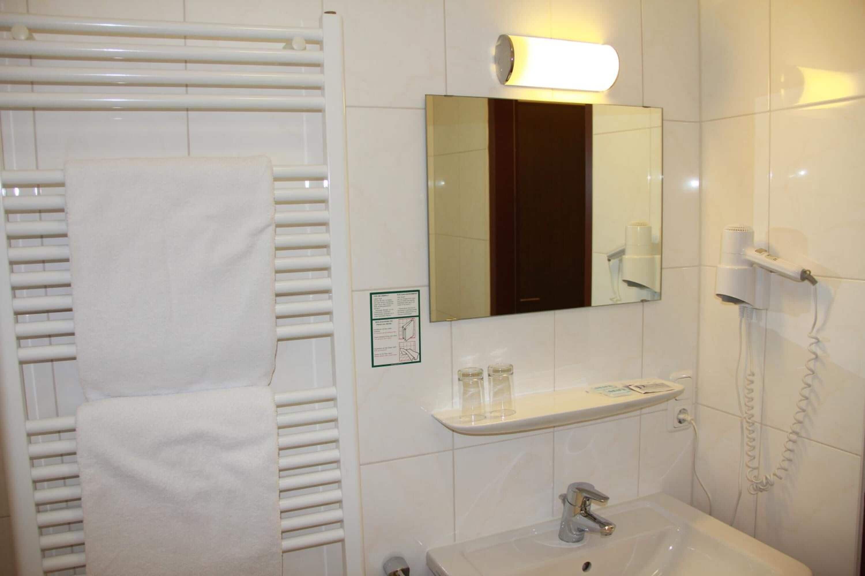 free toiletries, hair dryer, towels