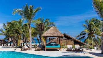 Outdoor pool, sun loungers
