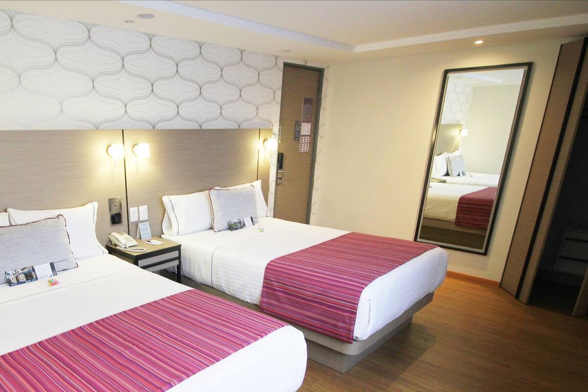 Premier Double Room, 2 Double Beds | In-room safe, desk, laptop workspace, iron/ironing board