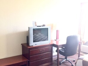 Desk, free WiFi, bed sheets
