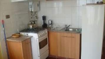 Standard Apartment, 2 Bedrooms, Terrace, Beach View | Private kitchen | Fridge, oven, stovetop, cookware/dishes/utensils