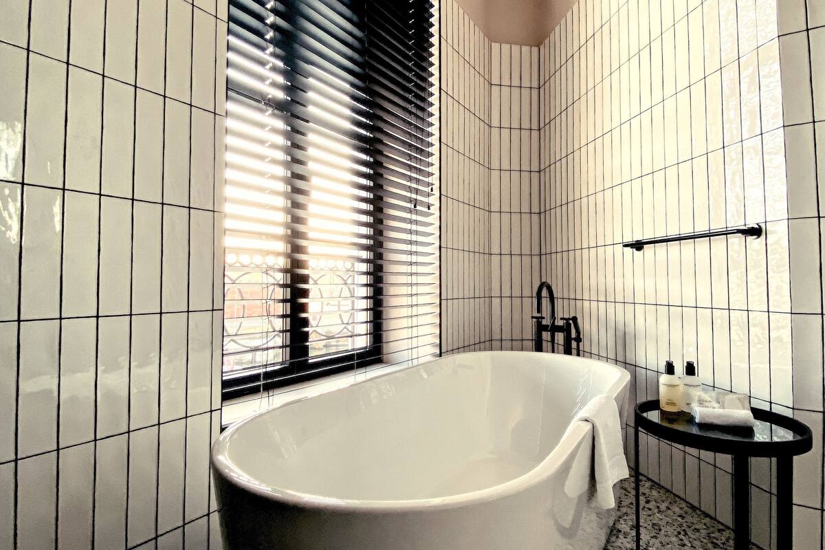 superior double room, bathtub | bathroom | separate bathtub and shower, deep-soaking bathtub, rainfall showerhead