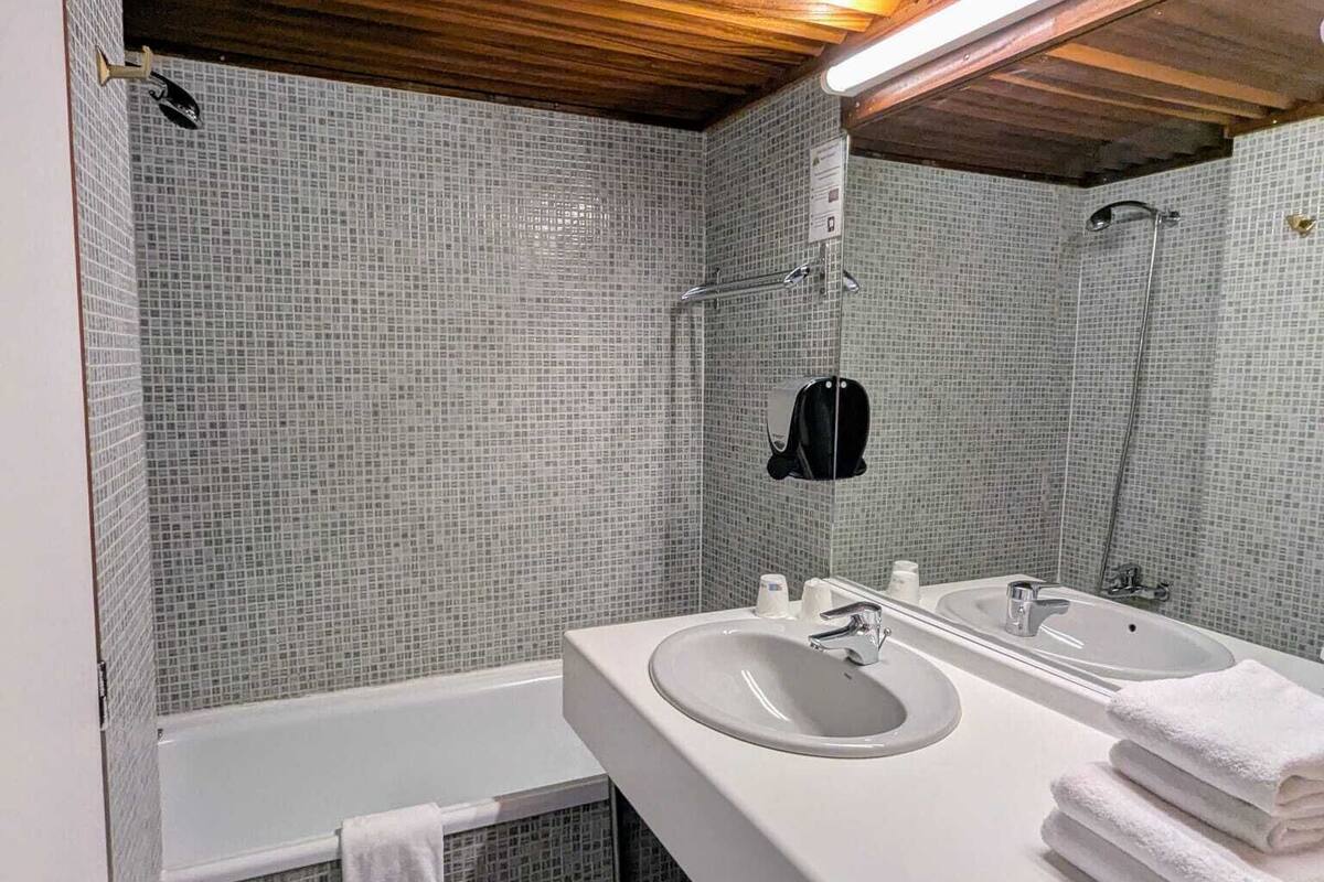 free toiletries, hair dryer, towels