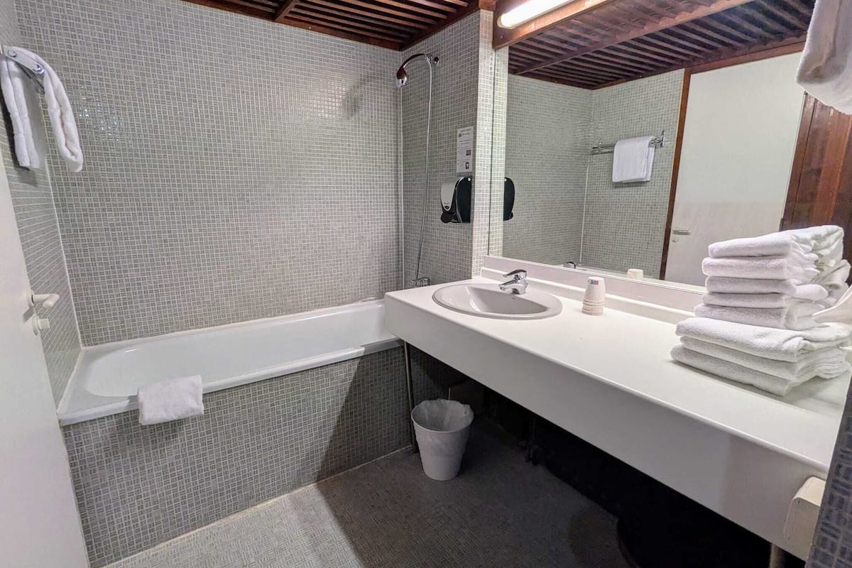 free toiletries, hair dryer, towels