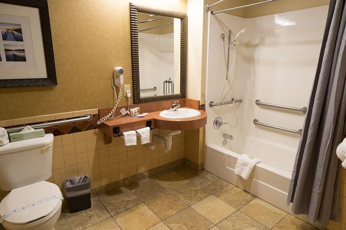 king room, accessible, non-smoking | bathroom | combined shower/bathtub, free toiletries, hair dryer, towels