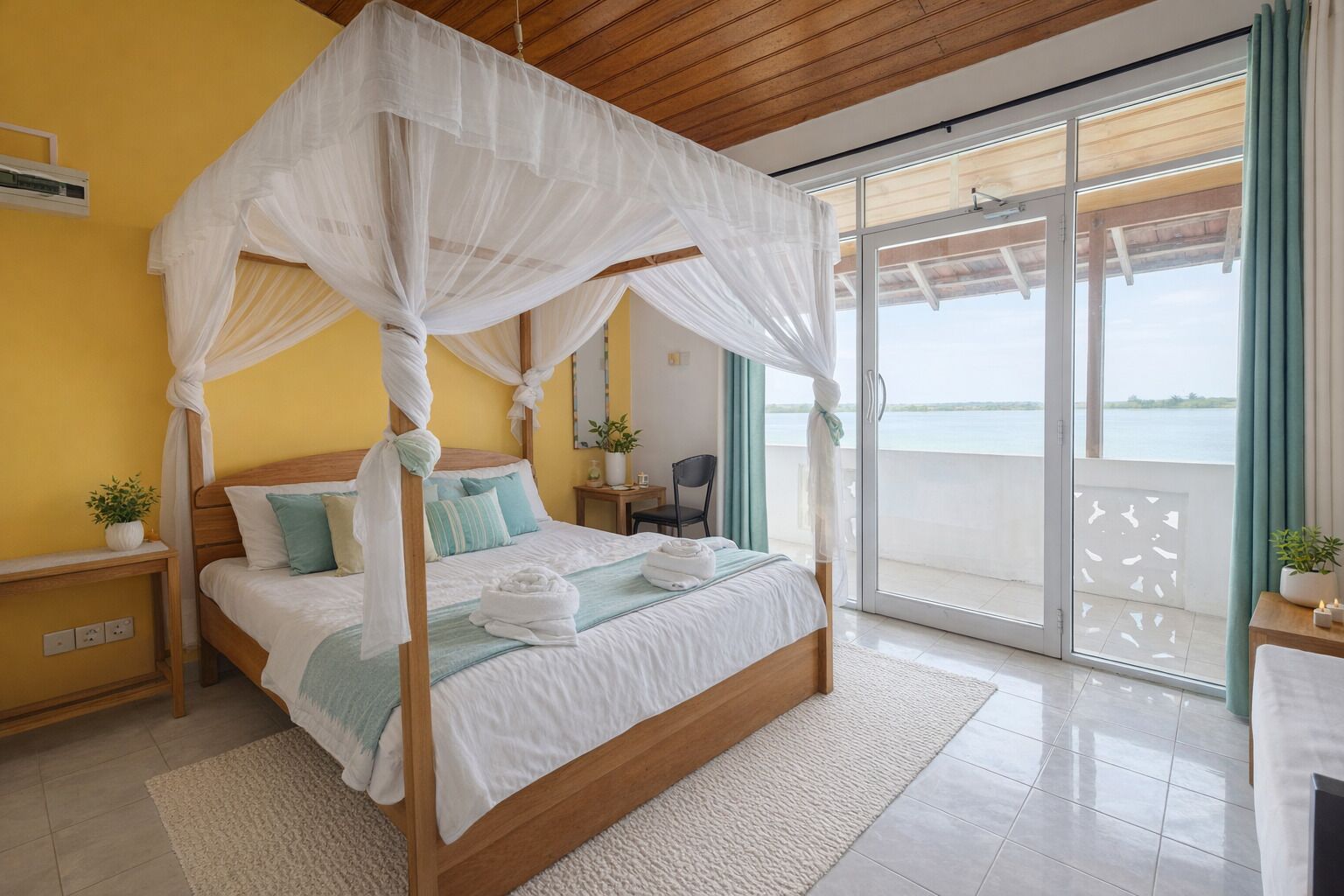 Family Room, Balcony, Sea View | Premium bedding, pillowtop beds, desk, laptop workspace