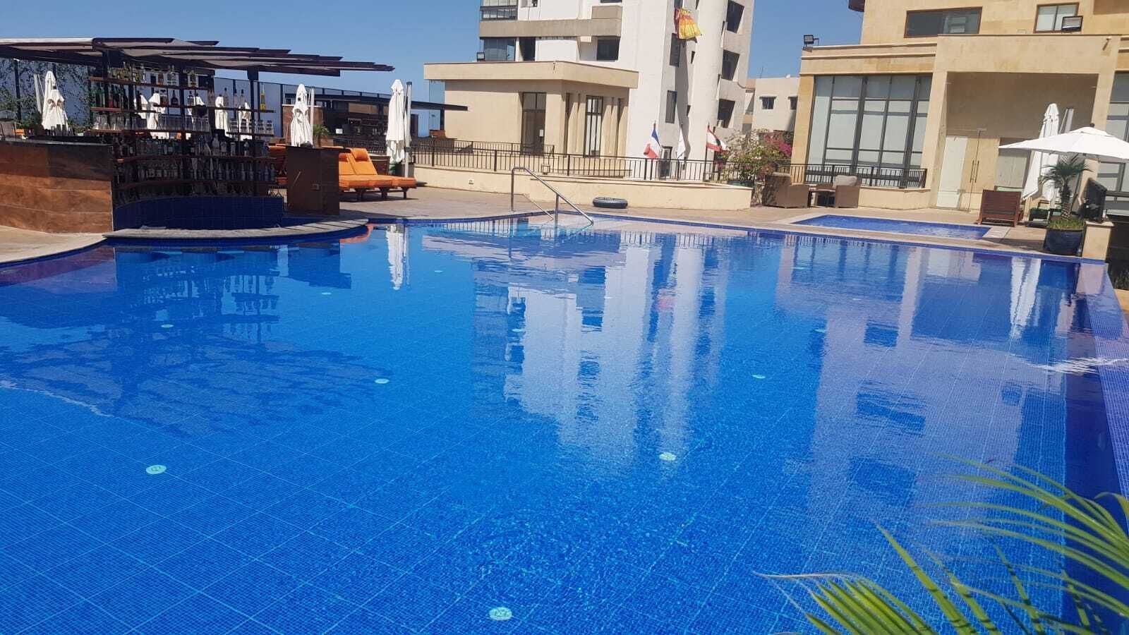 outdoor pool, pool loungers