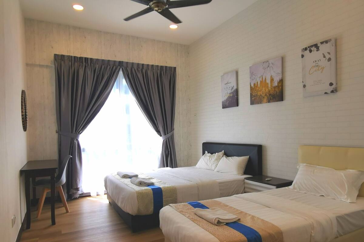 Family Apartment, 2 Bedrooms, Non Smoking, Garden View | Desk, laptop workspace, soundproofing, iron/ironing board