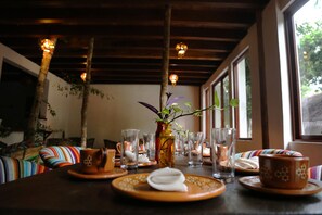 Lunch and dinner served, local cuisine