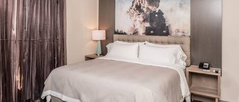 In-room safe, desk, laptop workspace, blackout curtains