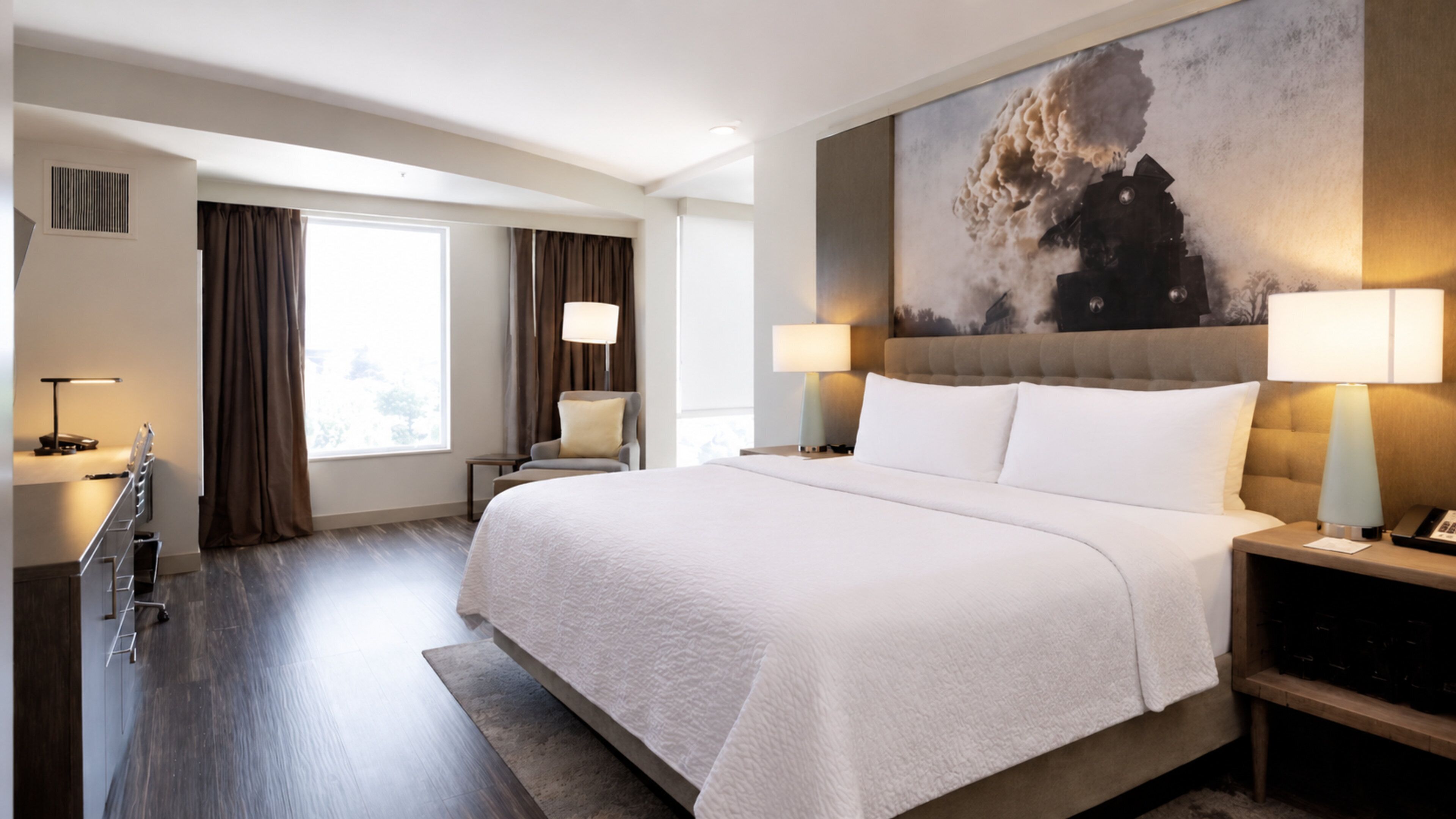 In-room safe, desk, laptop workspace, blackout curtains