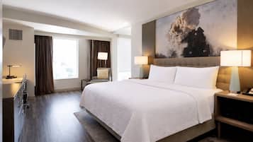 In-room safe, desk, laptop workspace, blackout curtains