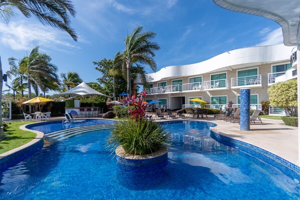 2 outdoor pools, pool umbrellas, sun loungers