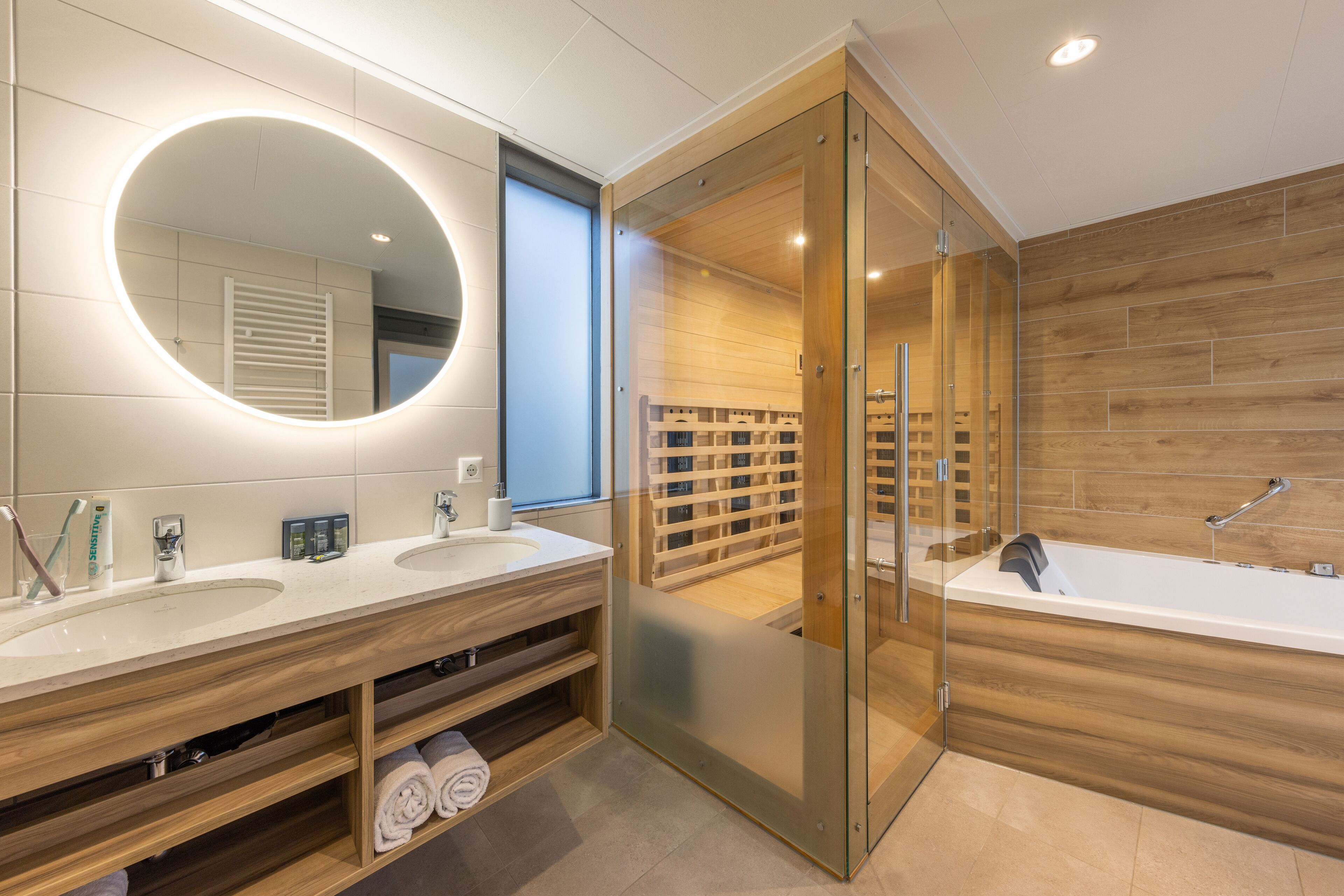 Separate tub and shower