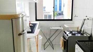 Apartment | Private kitchen | Fridge, oven, stovetop, cookware/dishes/utensils